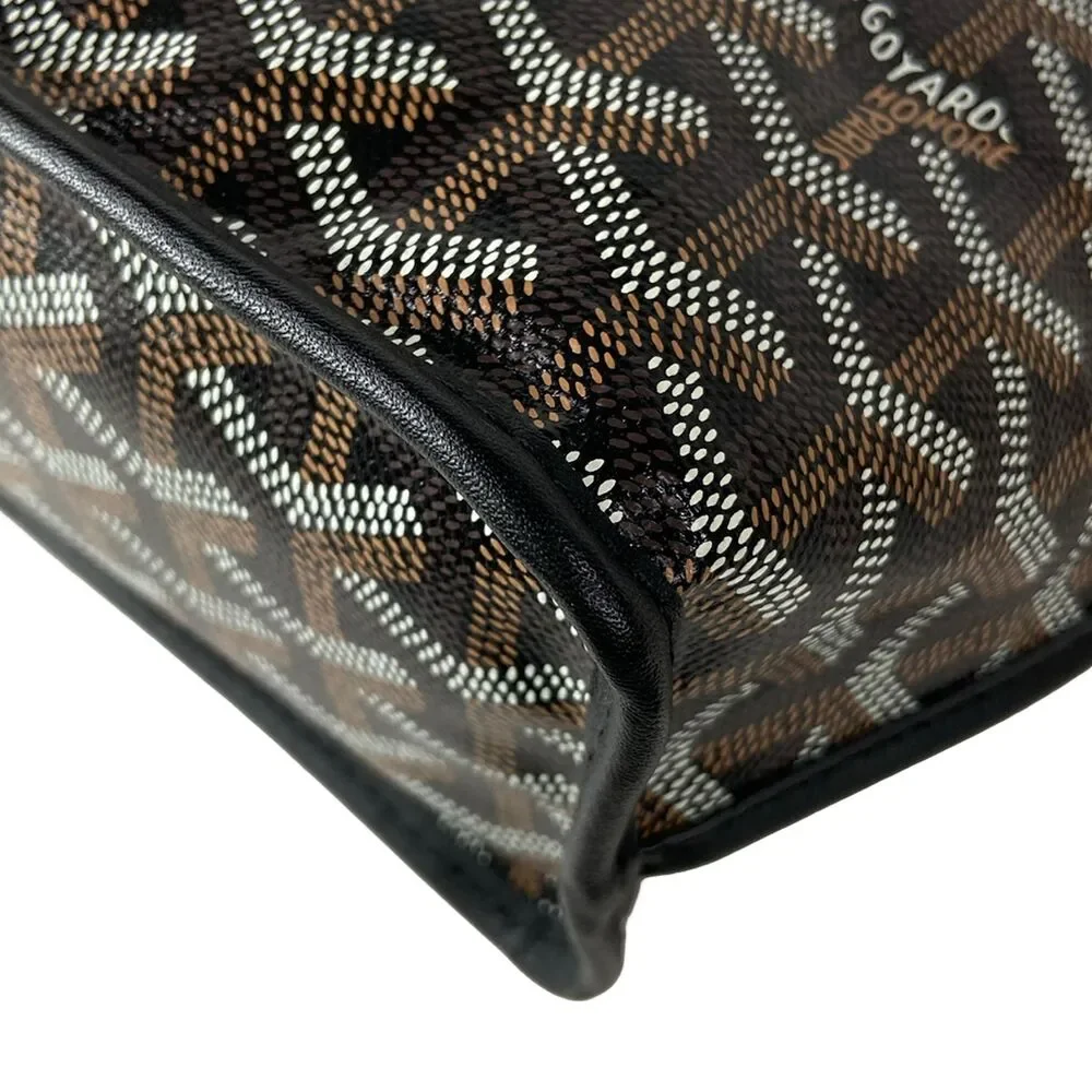 Goyard Ange Mini Handbag Black Dark Brown White chevroche calfskin Canvas